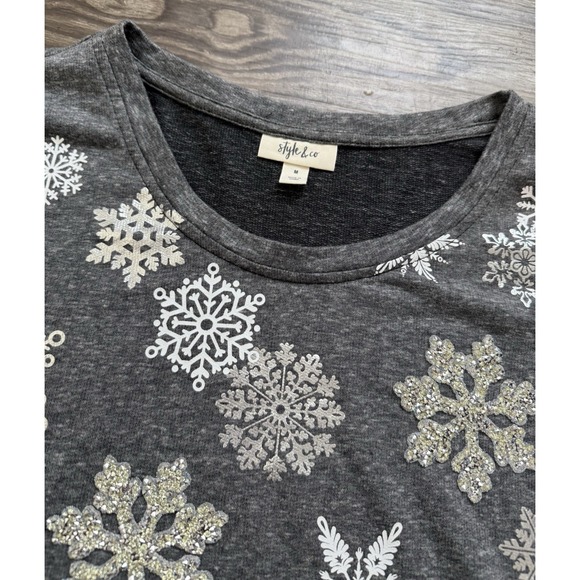 Women's Winter Snowflake Long Sleeve Top Size Medium NWT Lightweight Sweater - Picture 3 of 10